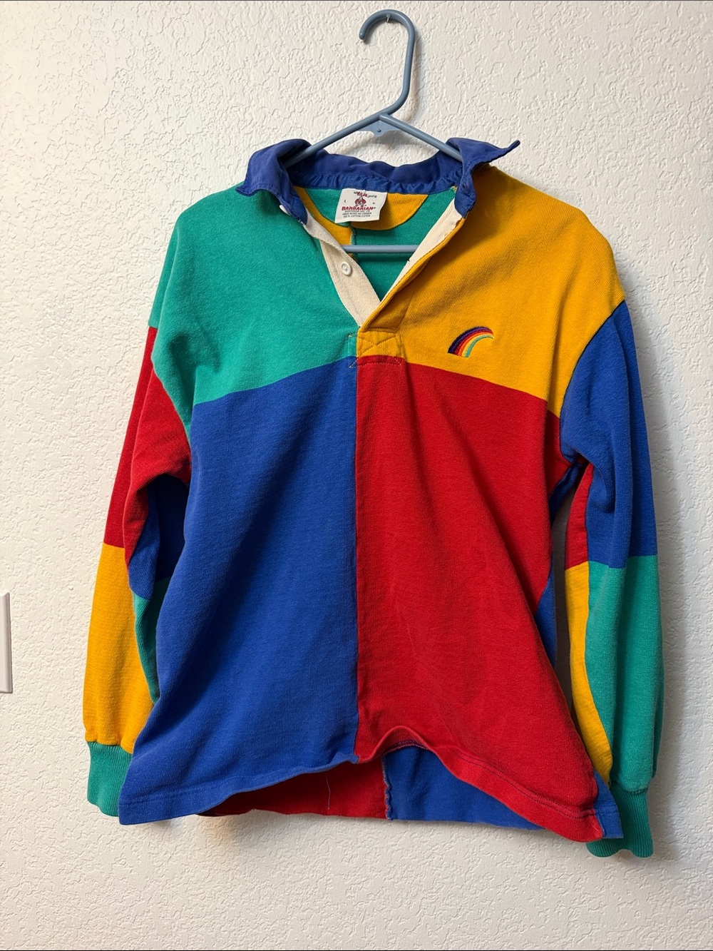 Colorblock Rugby Long Sleeve Shirt - Multicolor